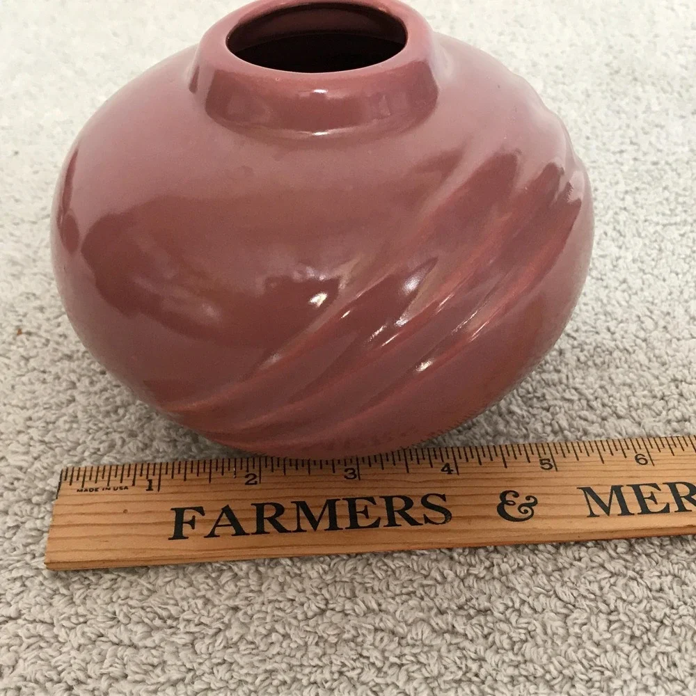 Ceramic Round Vase Pink Mauve Art‎ Deco Style 4.5
